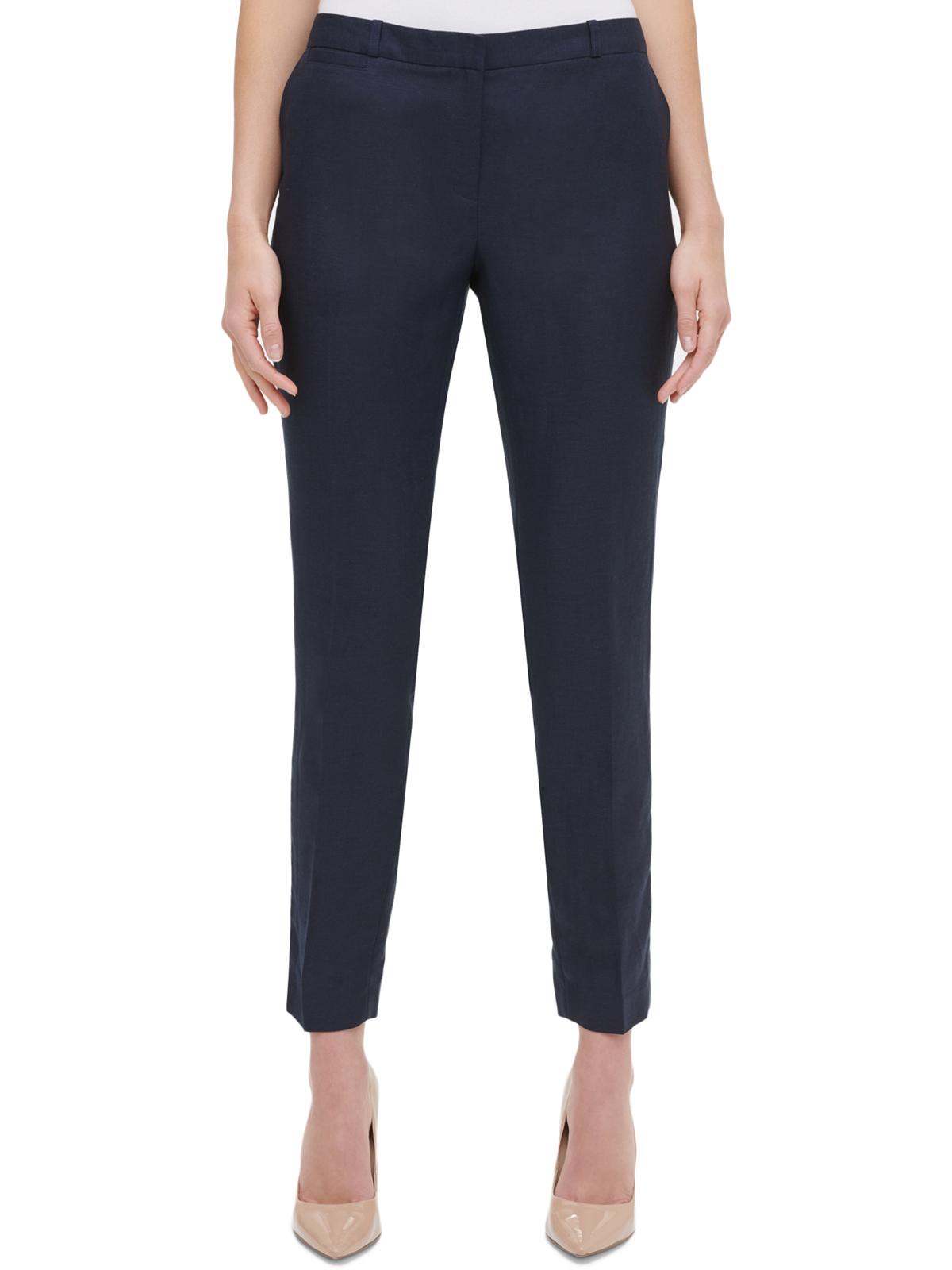 Tommy Hilfiger Womens Radcliffe Linen Slim Leg Ankle Pants